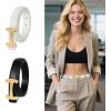 imageEXTREE Gold Buckle Belts for Women Fashion Waist Band Elegant Ladies Belt Gift for WomenIdeal for Dresses JeansDesign Gold Buckle White Leather