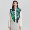 imageEXTREE Luxury Satin Head Scarf 35x35  Silklike Wrap for Women Versatile ShawlSun CoverWrapping Premium Gift for HerBohemian Retro Green