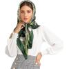 imageEXTREE Luxury Satin Head Scarf 35x35  Silklike Wrap for Women Versatile ShawlSun CoverWrapping Premium Gift for HerGreen Jungle