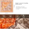imageEXTREE Luxury Satin Head Scarf 35x35  Silklike Wrap for Women Versatile ShawlSun CoverWrapping Premium Gift for HerKhaki and Orange Forest