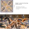 imageEXTREE Luxury Satin Head Scarf 35x35  Silklike Wrap for Women Versatile ShawlSun CoverWrapping Premium Gift for HerLetter Zou Ju  Khaki Blue Edge