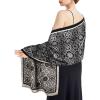 imageEXTREE Scarfs for Women Pashmina Silky Shawl Wrap for Evening Dressing Blanket Open Front Poncho CapeBlack and Stylish