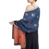 imageEXTREE Scarfs for Women Pashmina Silky Shawl Wrap for Evening Dressing Blanket Open Front Poncho CapeBlue and Brown Double Sided Multi Royal Horse