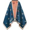 imageEXTREE Scarfs for Women Pashmina Silky Shawl Wrap for Evening Dressing Blanket Open Front Poncho CapeBlue and Brown Double Sided Multi Royal Horse