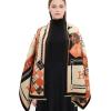 imageEXTREE Scarfs for Women Pashmina Silky Shawl Wrap for Evening Dressing Blanket Open Front Poncho CapeChain Horse Charm Orange