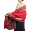 imageEXTREE Scarfs for Women Pashmina Silky Shawl Wrap for Evening Dressing Blanket Open Front Poncho CapeChain Horse Charm Red