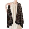 imageEXTREE Scarfs for Women Pashmina Silky Shawl Wrap for Evening Dressing Blanket Open Front Poncho CapeEtype Square Black Coffee