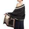imageEXTREE Scarfs for Women Pashmina Silky Shawl Wrap for Evening Dressing Blanket Open Front Poncho CapeInterwoven Horses Black Beige