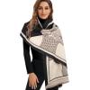 imageEXTREE Scarfs for Women Pashmina Silky Shawl Wrap for Evening Dressing Blanket Open Front Poncho CapeInterwoven Horses Black Beige