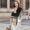 imageEXTREE Scarfs for Women Pashmina Silky Shawl Wrap for Evening Dressing Blanket Open Front Poncho CapeInterwoven Horses Black Beige