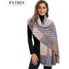 imageEXTREE Scarfs for Women Pashmina Silky Shawl Wrap for Evening Dressing Blanket Open Front Poncho CapeMorandi Powder
