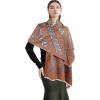 imageEXTREE Scarfs for Women Pashmina Silky Shawl Wrap for Evening Dressing Blanket Open Front Poncho CapeOrange One