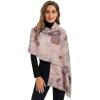 imageEXTREE Scarfs for Women Pashmina Silky Shawl Wrap for Evening Dressing Blanket Open Front Poncho CapePink Peony