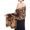 imageEXTREE Scarfs for Women Pashmina Silky Shawl Wrap for Evening Dressing Blanket Open Front Poncho CapePlaid Patchwork Leopard Brown