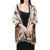 imageEXTREE Scarfs for Women Pashmina Silky Shawl Wrap for Evening Dressing Blanket Open Front Poncho CapeRice Coffee