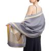 imageEXTREE Scarfs for Women Pashmina Silky Shawl Wrap for Evening Dressing Blanket Open Front Poncho CapeYellowgray Warhorse