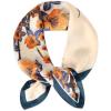 imageEXTREE Silk Feeling Scarf Medium Square Satin Head Scarf Sleeping Hair Wrapping for Women 275  275 inchesBeige Blue Plum Blossom