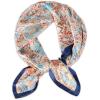 imageEXTREE Silk Feeling Scarf Medium Square Satin Head Scarf Sleeping Hair Wrapping for Women 275  275 inchesBlue Geometric Print