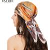 imageEXTREE Silk Feeling Scarf Medium Square Satin Head Scarf Sleeping Hair Wrapping for Women 275  275 inchesCarriage Orange