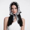 imageEXTREE Silk Feeling Scarf Medium Square Satin Head Scarf Sleeping Hair Wrapping for Women 275  275 inchesEt Stylish Letters Blac