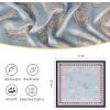 imageEXTREE Silk Feeling Scarf Medium Square Satin Head Scarf Sleeping Hair Wrapping for Women 275  275 inchesFeather Cashew Blue