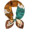 imageEXTREE Silk Feeling Scarf Medium Square Satin Head Scarf Sleeping Hair Wrapping for Women 275  275 inchesFine Line Twocolor Large Flower Brown