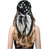 imageEXTREE Silk Feeling Scarf Medium Square Satin Head Scarf Sleeping Hair Wrapping for Women 275  275 inchesFour Leaf Clover Black
