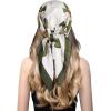 imageEXTREE Silk Feeling Scarf Medium Square Satin Head Scarf Sleeping Hair Wrapping for Women 275  275 inchesGreen Camellia