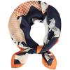 imageEXTREE Silk Feeling Scarf Medium Square Satin Head Scarf Sleeping Hair Wrapping for Women 275  275 inchesHoundstooth Pony Navy Blue Bottom