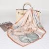 imageEXTREE Silk Feeling Scarf Medium Square Satin Head Scarf Sleeping Hair Wrapping for Women 275  275 inchesLine Drawing Peony Light Pink