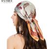 imageEXTREE Silk Feeling Scarf Medium Square Satin Head Scarf Sleeping Hair Wrapping for Women 275  275 inchesMr Carriage Offwhite