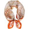 imageEXTREE Silk Feeling Scarf Medium Square Satin Head Scarf Sleeping Hair Wrapping for Women 275  275 inchesOrange and White Wheels