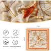 imageEXTREE Silk Feeling Scarf Medium Square Satin Head Scarf Sleeping Hair Wrapping for Women 275  275 inchesOrange and White Wheels