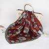 imageEXTREE Silk Feeling Scarf Medium Square Satin Head Scarf Sleeping Hair Wrapping for Women 275  275 inchesRed Flower