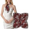 imageEXTREE Silk Feeling Scarf Medium Square Satin Head Scarf Sleeping Hair Wrapping for Women 275  275 inchesRed Flower