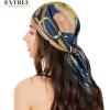 imageEXTREE Silk Feeling Scarf Medium Square Satin Head Scarf Sleeping Hair Wrapping for Women 275  275 inchesSaddle Chain Navy Blue