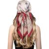 imageEXTREE Silk Feeling Scarf Medium Square Satin Head Scarf Sleeping Hair Wrapping for Women 275  275 inchesShell Flower Khaki