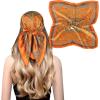 imageEXTREE Silk Feeling Scarf Medium Square Satin Head Scarf Sleeping Hair Wrapping for Women 275  275 inchesTotem Orange