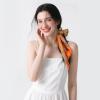 imageEXTREE Silk Feeling Scarf Medium Square Satin Head Scarf Sleeping Hair Wrapping for Women 275  275 inchesTotem Orange