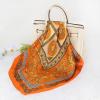 imageEXTREE Silk Feeling Scarf Medium Square Satin Head Scarf Sleeping Hair Wrapping for Women 275  275 inchesTotem Orange