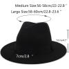 imageEXTREE Wide Brim Wool Felt Fedora Hat for Men and Women with Belt Buckle TwoTone StitchingBlackred