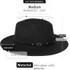 imageEXTREE Wide Brim Wool Felt Fedora Hat for Men and Women with Belt Buckle TwoTone StitchingBlackred2