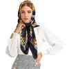imageEXTREE Womens 35 inch Fashion Headscarf Silk Satin Scarf for Hair Wrapping at Night Bandana Square Scarf for SleepingBlack Gold One