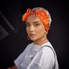 imageEXTREE Womens 35 inch Fashion Headscarf Silk Satin Scarf for Hair Wrapping at Night Bandana Square Scarf for SleepingFashion Emma Orange