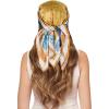 imageEXTREE 100 Pure Mulberry Silk Scarf Fashion Hair for Women Scarf Lightweight Square Neckerchief 275 275 inchesDifferent Lines Yellow Edge
