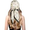 imageEXTREE Fashion Silky Satin Headscarf for Women Girls Exquisite Pattern Lightweight Silk Graceful Scarfs 275 x 275 inchesOff White Letter D
