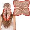 imageEXTREE Silk Feeling Scarf Medium Square Satin Head Scarf Sleeping Hair Wrapping for Women 275  275 inchesOrange Semicircle Pattern