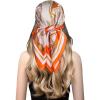 imageEXTREE Silk Feeling Scarf Medium Square Satin Head Scarf Sleeping Hair Wrapping for Women 275  275 inchesOrange and White Wheels