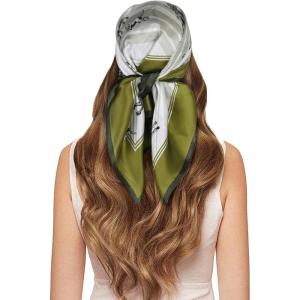 imageEXTREE 100 Pure Mulberry Silk Scarf Fashion Hair for Women Scarf Lightweight Square Neckerchief 275 275 inchesAvocado Green Knight