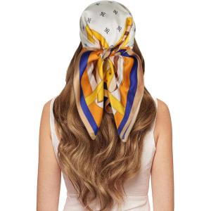 imageEXTREE 100 Pure Mulberry Silk Scarf Fashion Hair for Women Scarf Lightweight Square Neckerchief 275 275 inchesBelt Buckle Beige